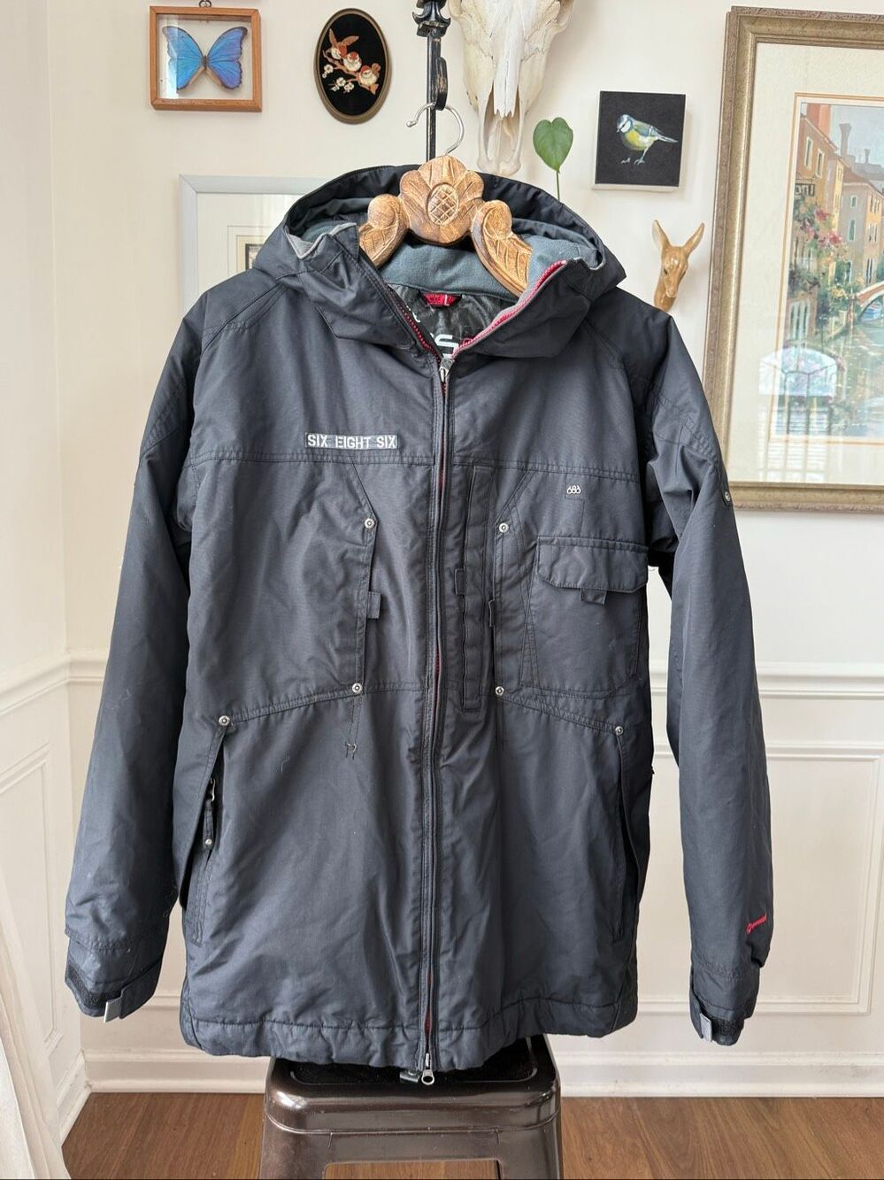 686 Mannual Jacket Men's Black Ski Snowboard Hooded Full Zip Coat L